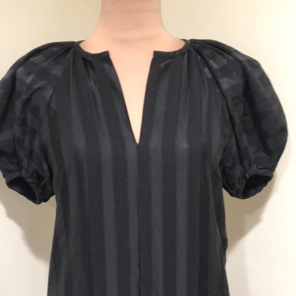 Martin Grant Striped Balloon Midi Dress Size US 4 French 36 Black Puff Sleeve - Picture 3 of 13